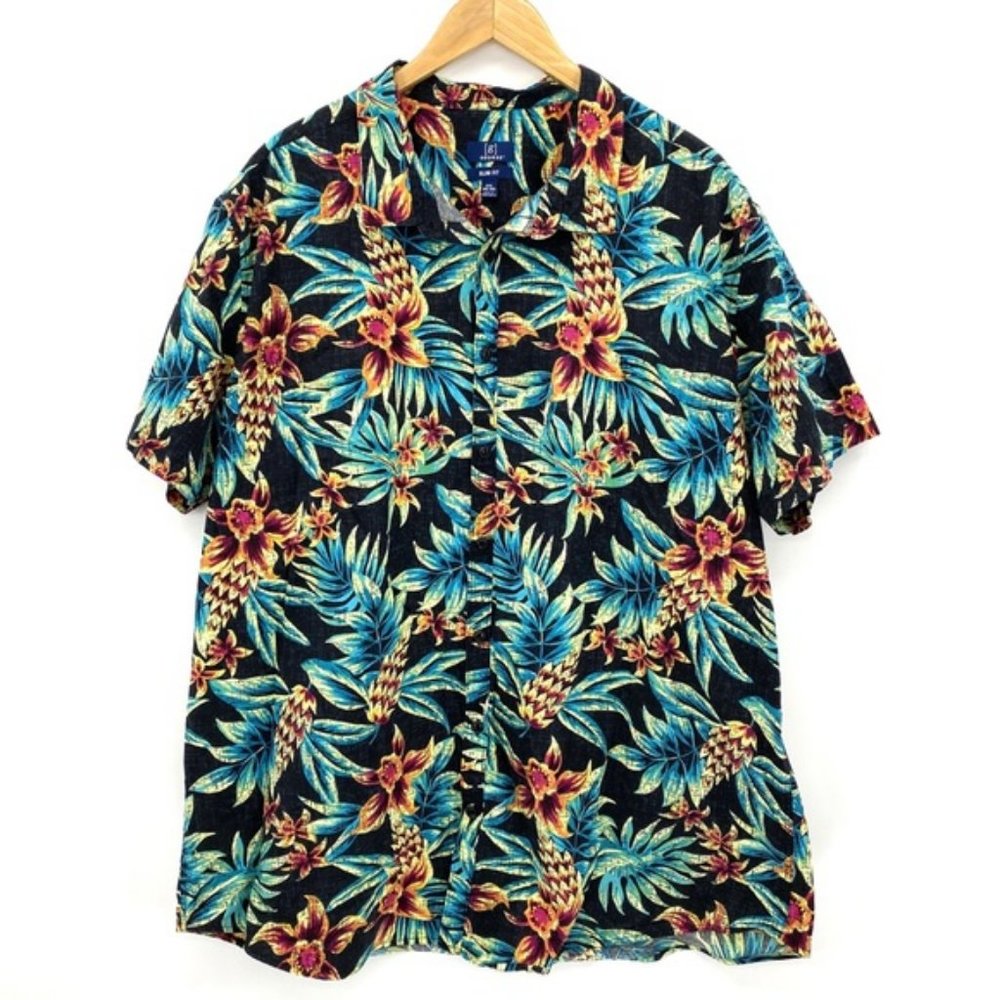 GEORGE SLIM FIT SIZE M SHORT SLEEVE HAWAIIAN SHIRT